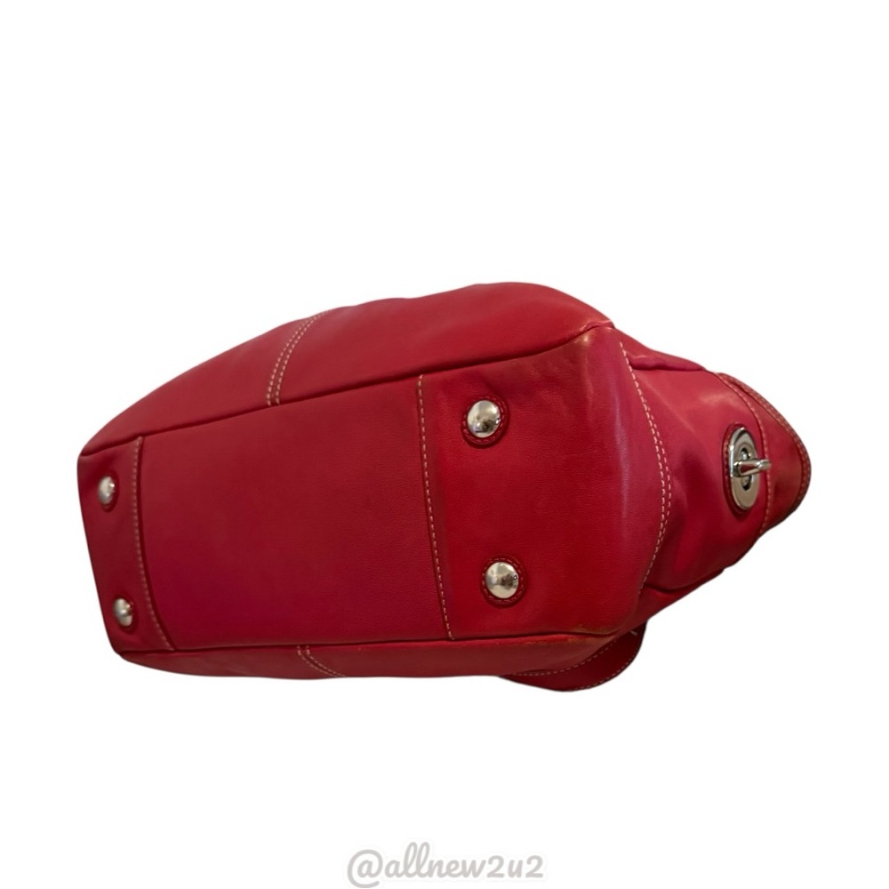 Coach 1941 Ashley Red Leather Double Handle Zipper Closure Tote Shoulder Bag Sil - Picture 15 of 16